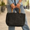 Accessori Da Donna Valecchi Calzature | Borsa In Raffia Nera