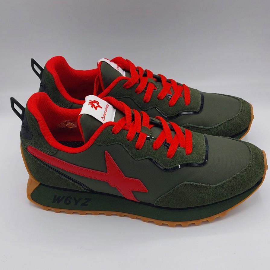 Uomo Wizz | Sneakers Wizz Uomo Verde Con Dettaglio Rosso