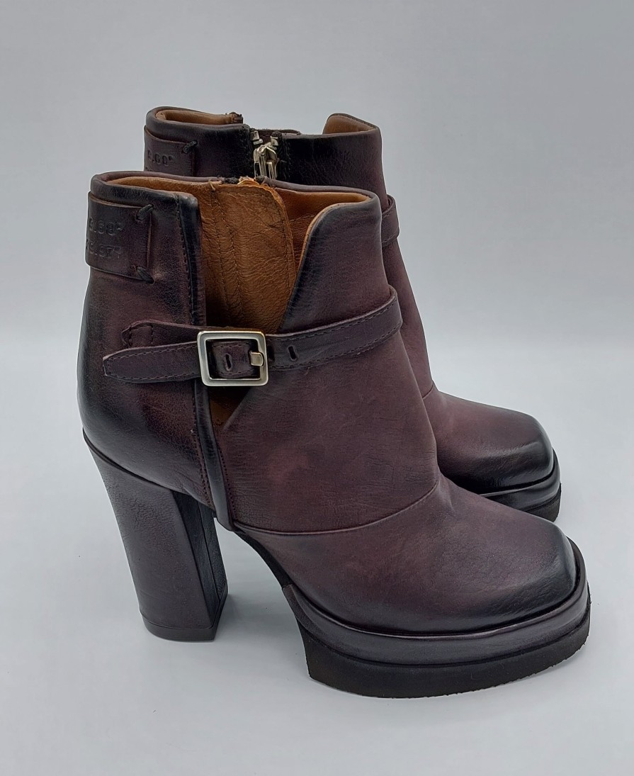 Donna AS98 | As98 Stivaletto In Pelle Bordeaux