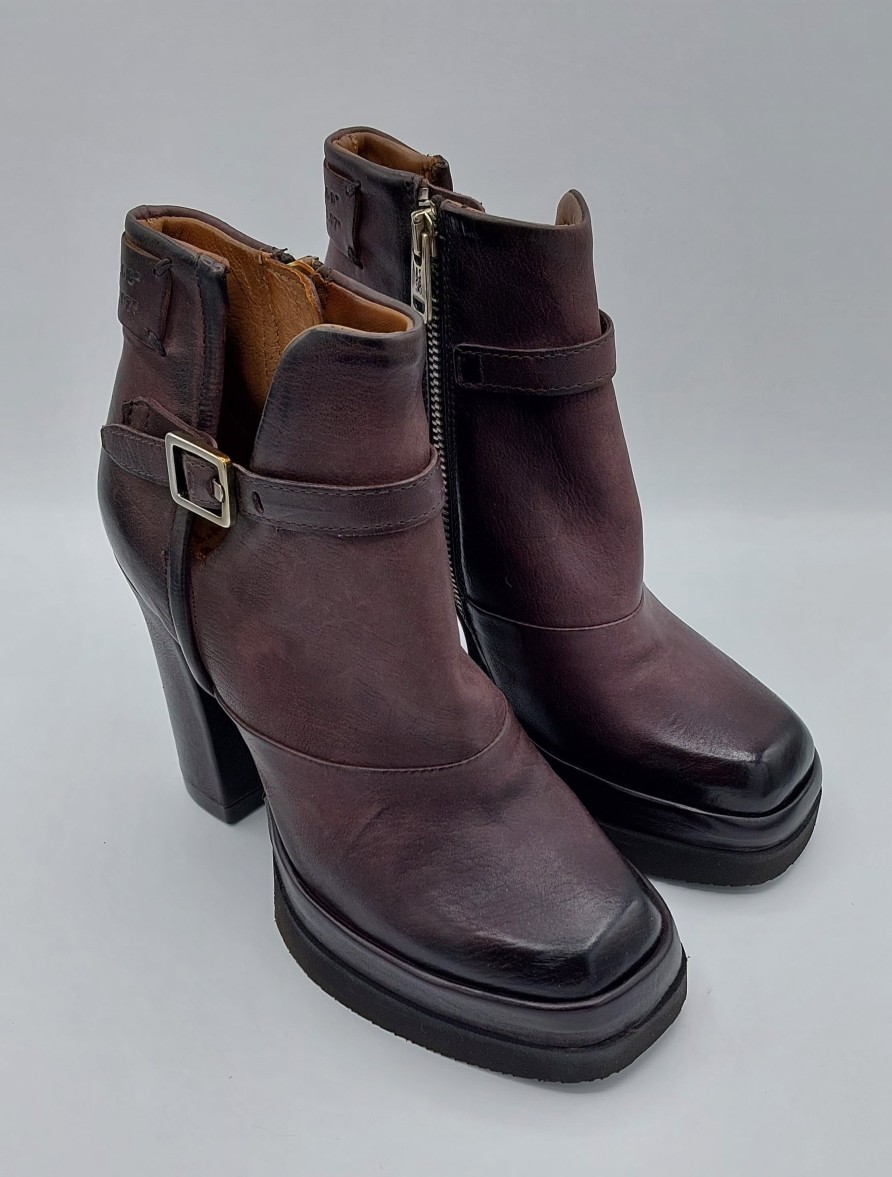 Donna AS98 | As98 Stivaletto In Pelle Bordeaux