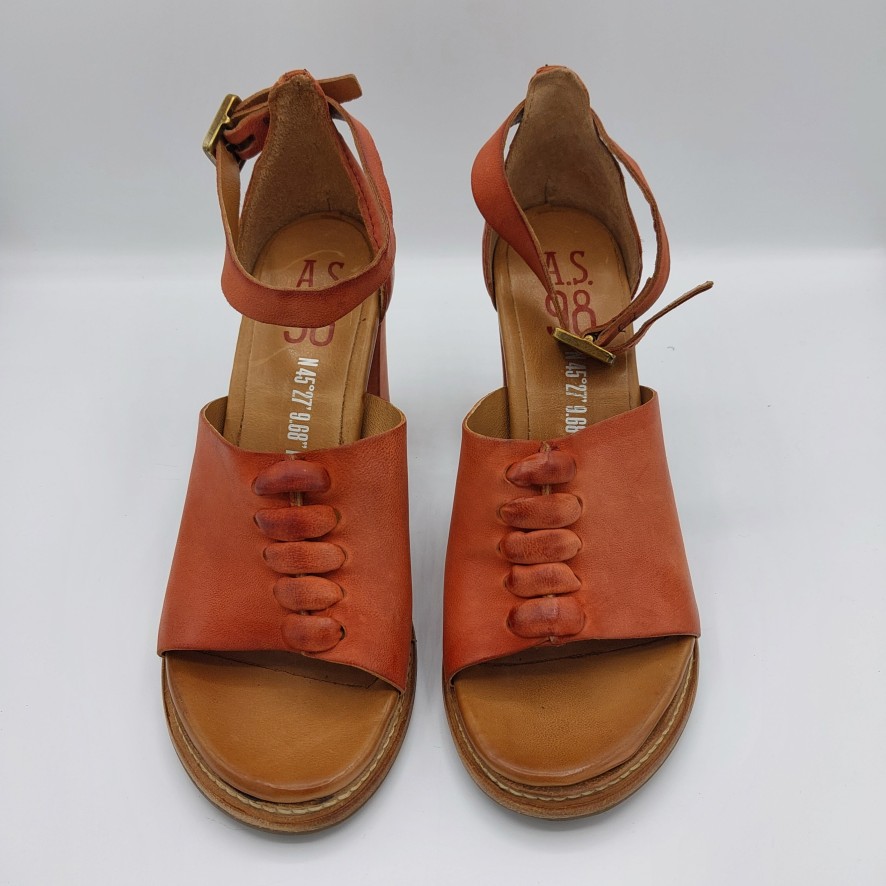 Donna Valecchi Calzature | Sandalo.S.98 In Pelle Rossa Con Tacco