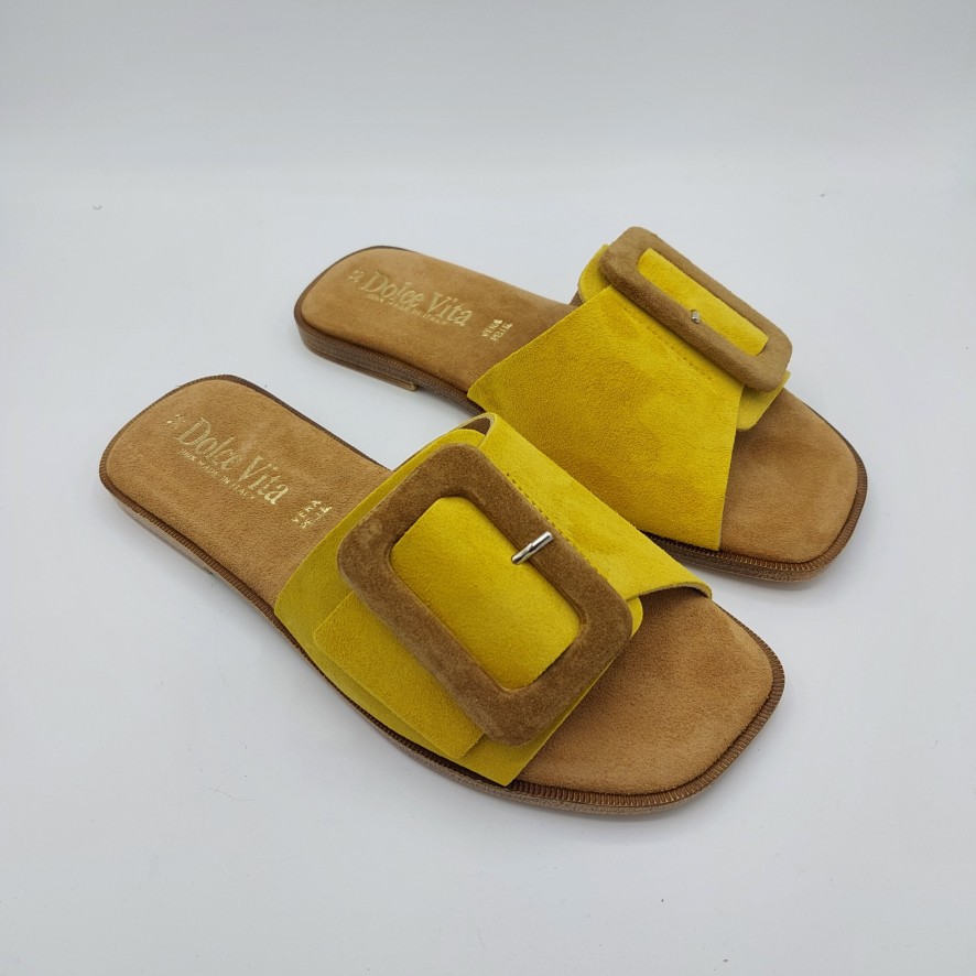 Donna Dolce Vita | Dolce Vita Ciabatta In Camoscio Giallo