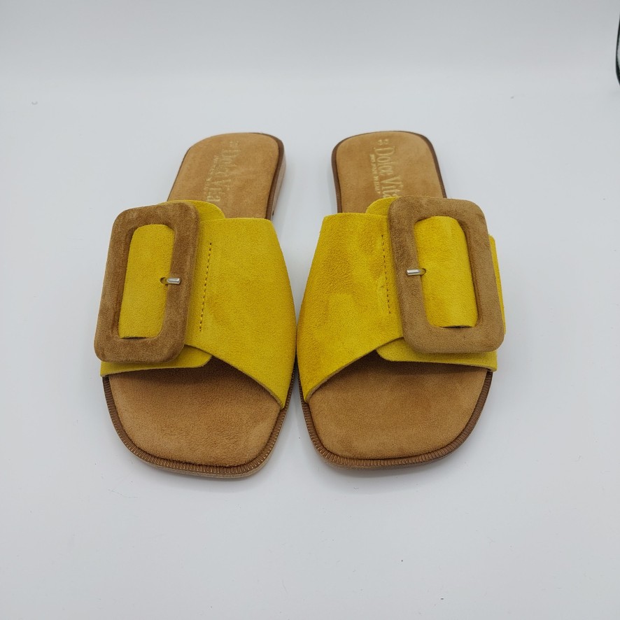 Donna Dolce Vita | Dolce Vita Ciabatta In Camoscio Giallo