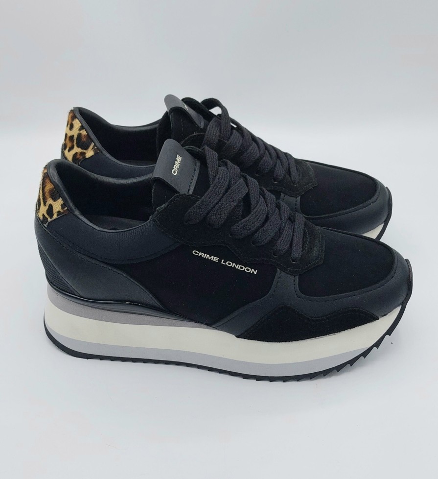 Donna Crimine Londra | Crime London Sneakers Donna Nera Con Platform