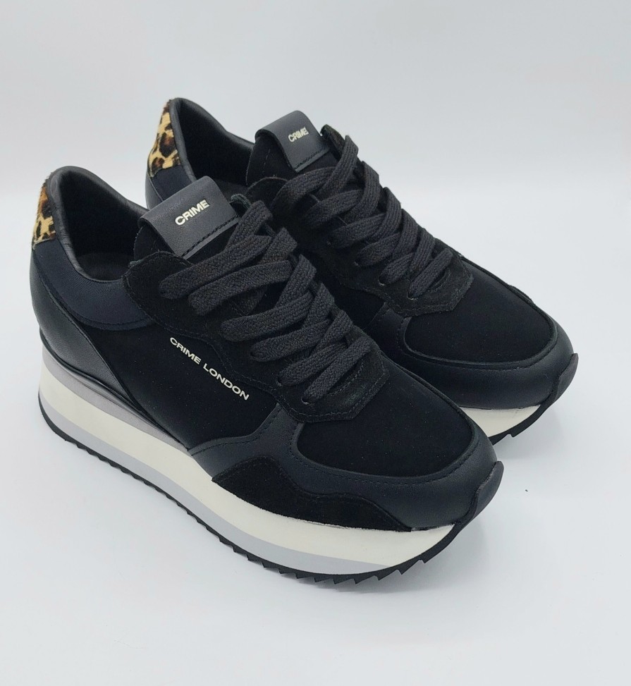 Donna Crimine Londra | Crime London Sneakers Donna Nera Con Platform