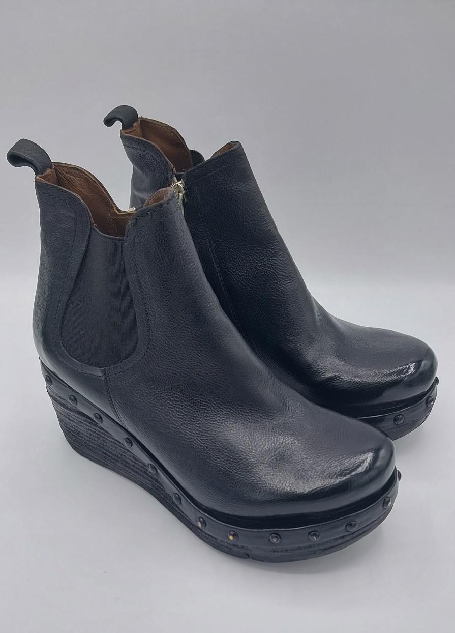 Donna AS98 | A.S.98 Stivaletto Zoccolino In Pelle Nera