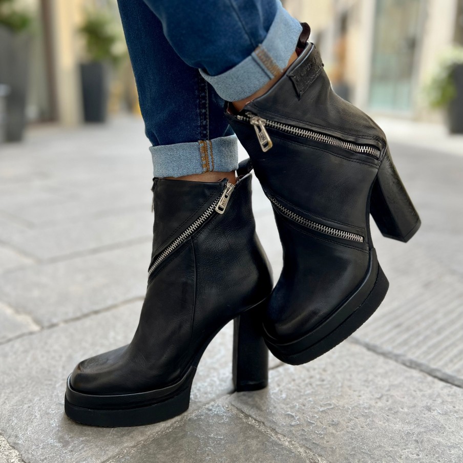 Donna AS98 | A.S.98 Stivaletto Nero Con Tacco Alto