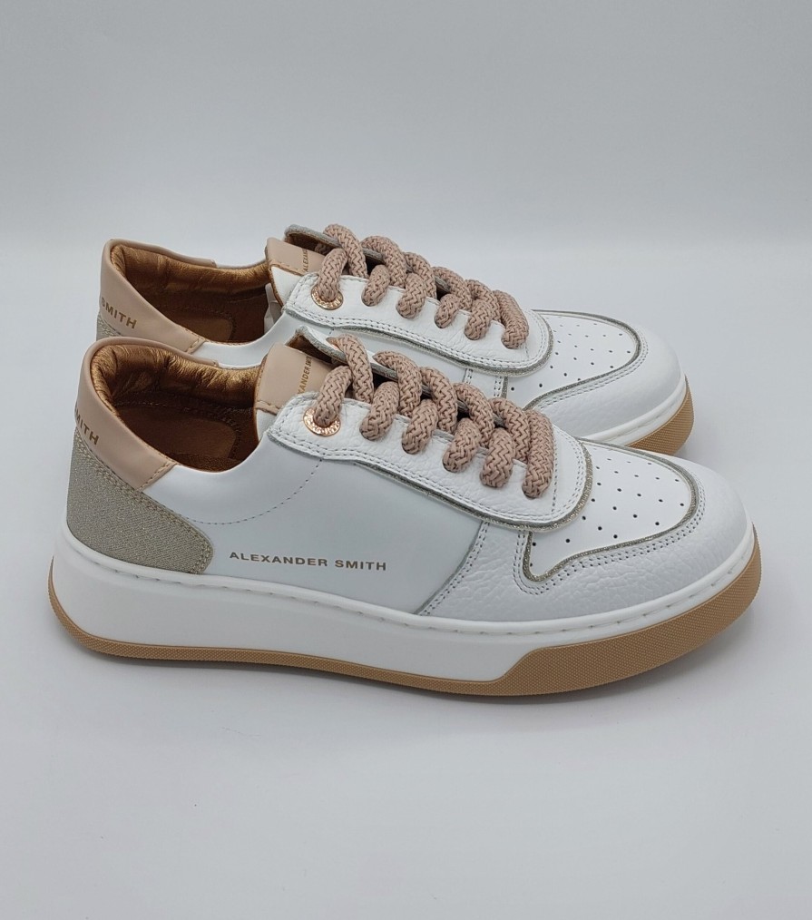 Donna Alexander Smith | Sneakers Alexander Smith Pelle Bianca Con Lacci In Cordino