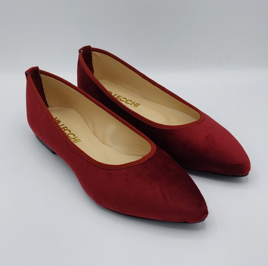 Donna Valecchi Calzature | Ballerina In Velluto Bordeaux