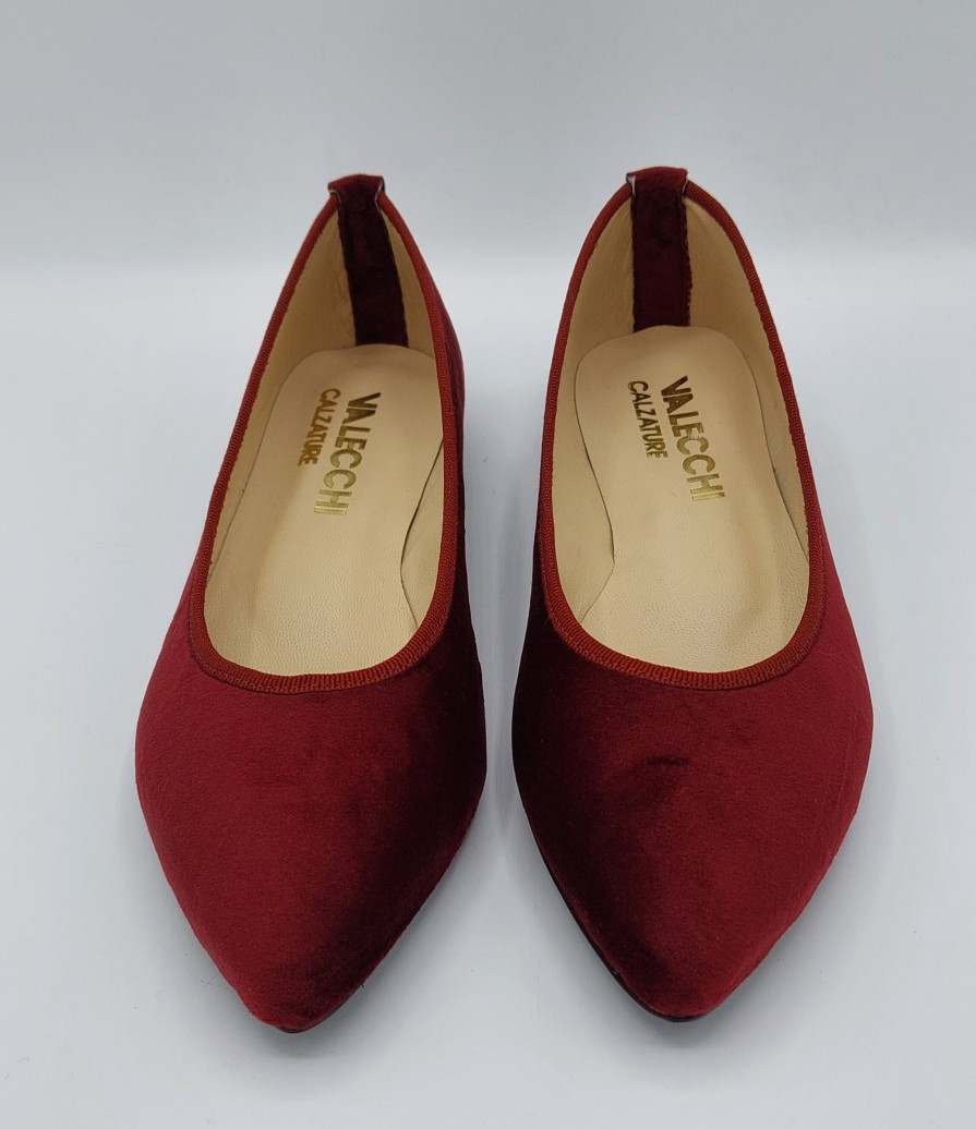 Donna Valecchi Calzature | Ballerina In Velluto Bordeaux